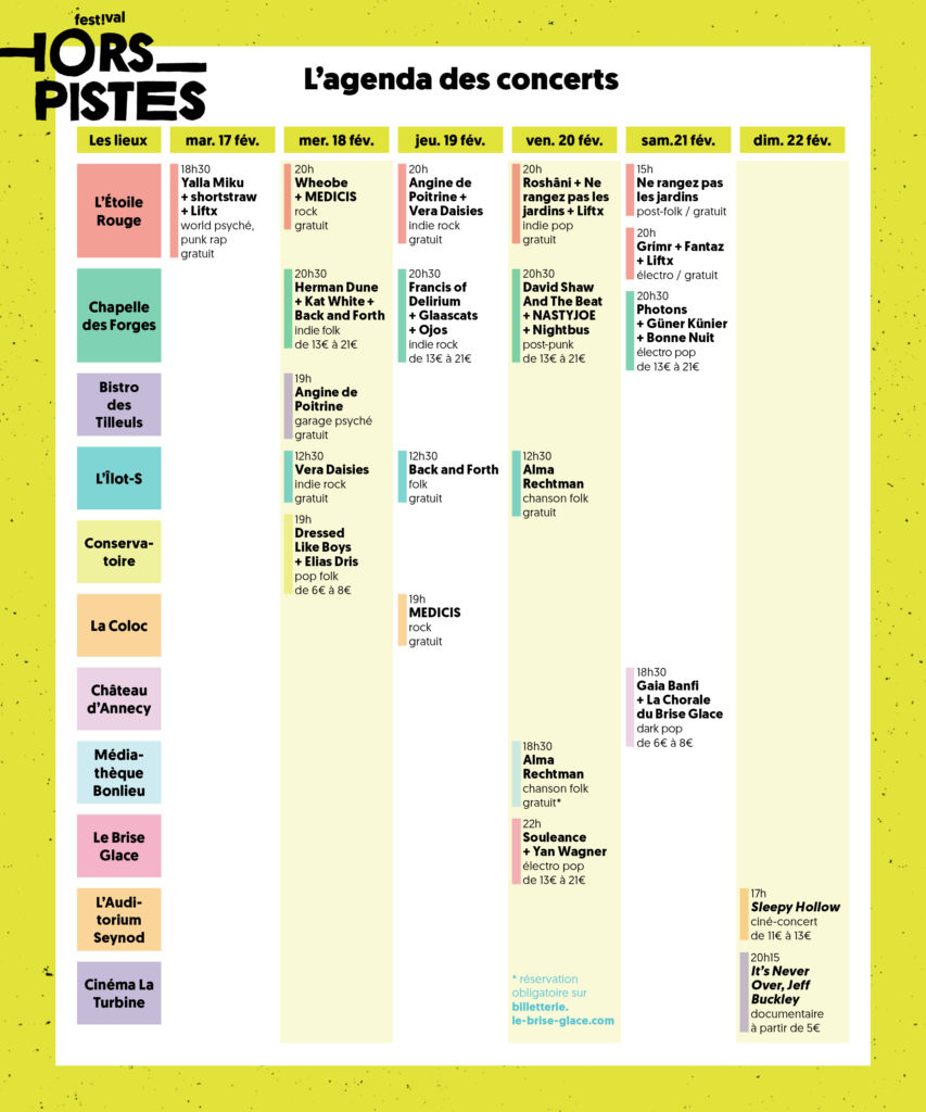 Timeline jour par jour du festival